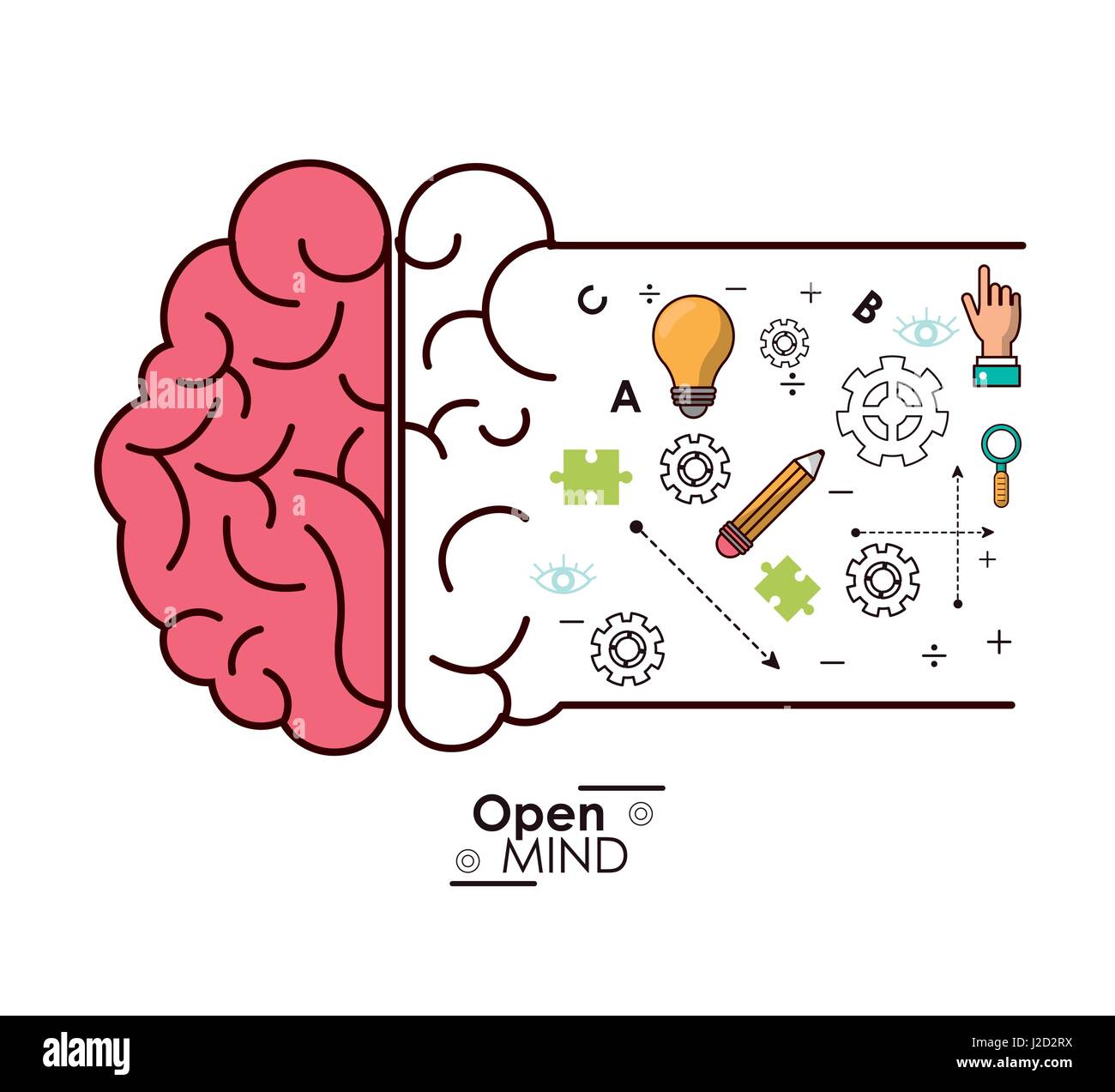 open mind brain intelligence genius idea innovation Stock Vector Image