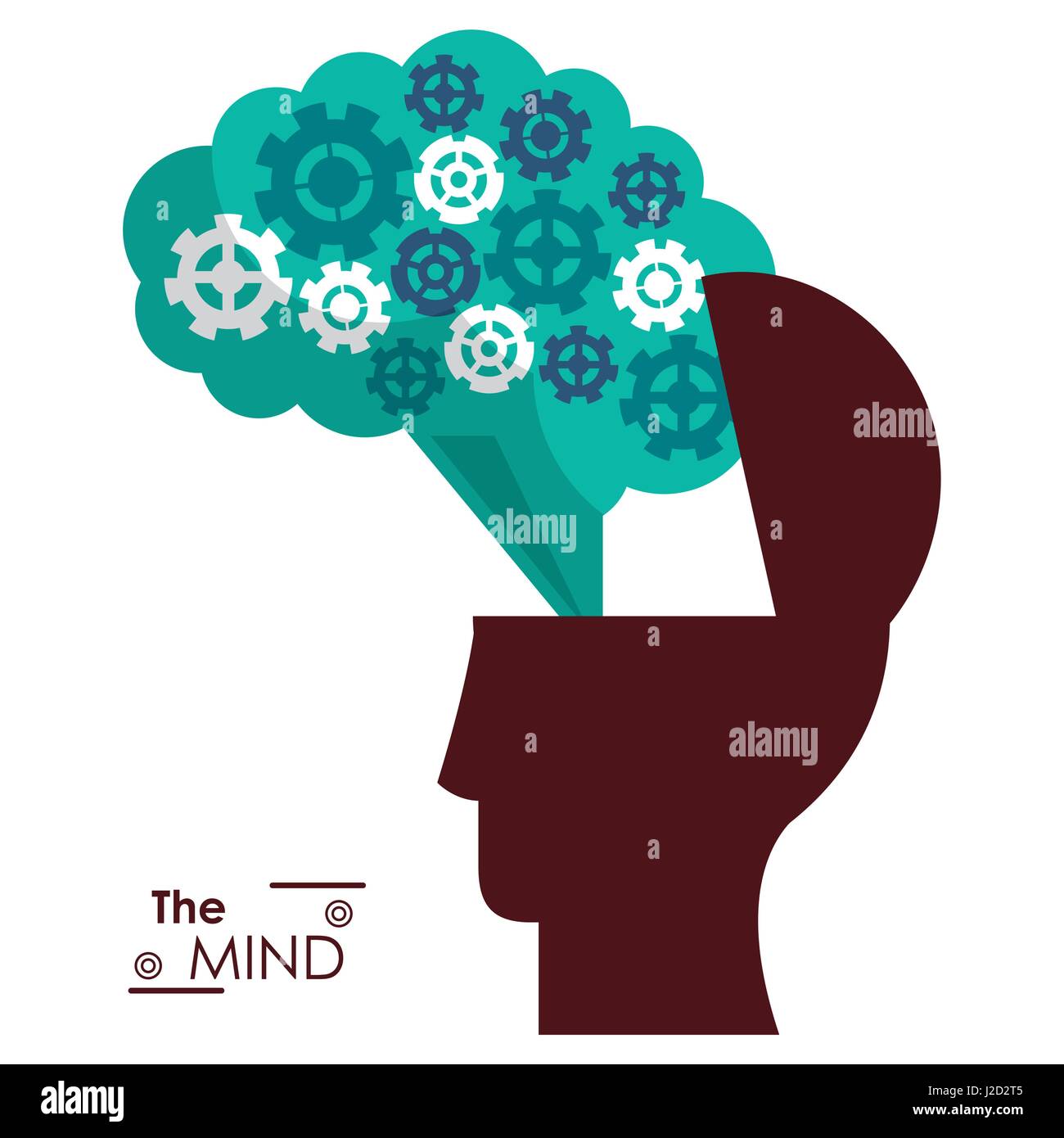 the mind silhouette head brain gears success Stock Vector Image & Art ...