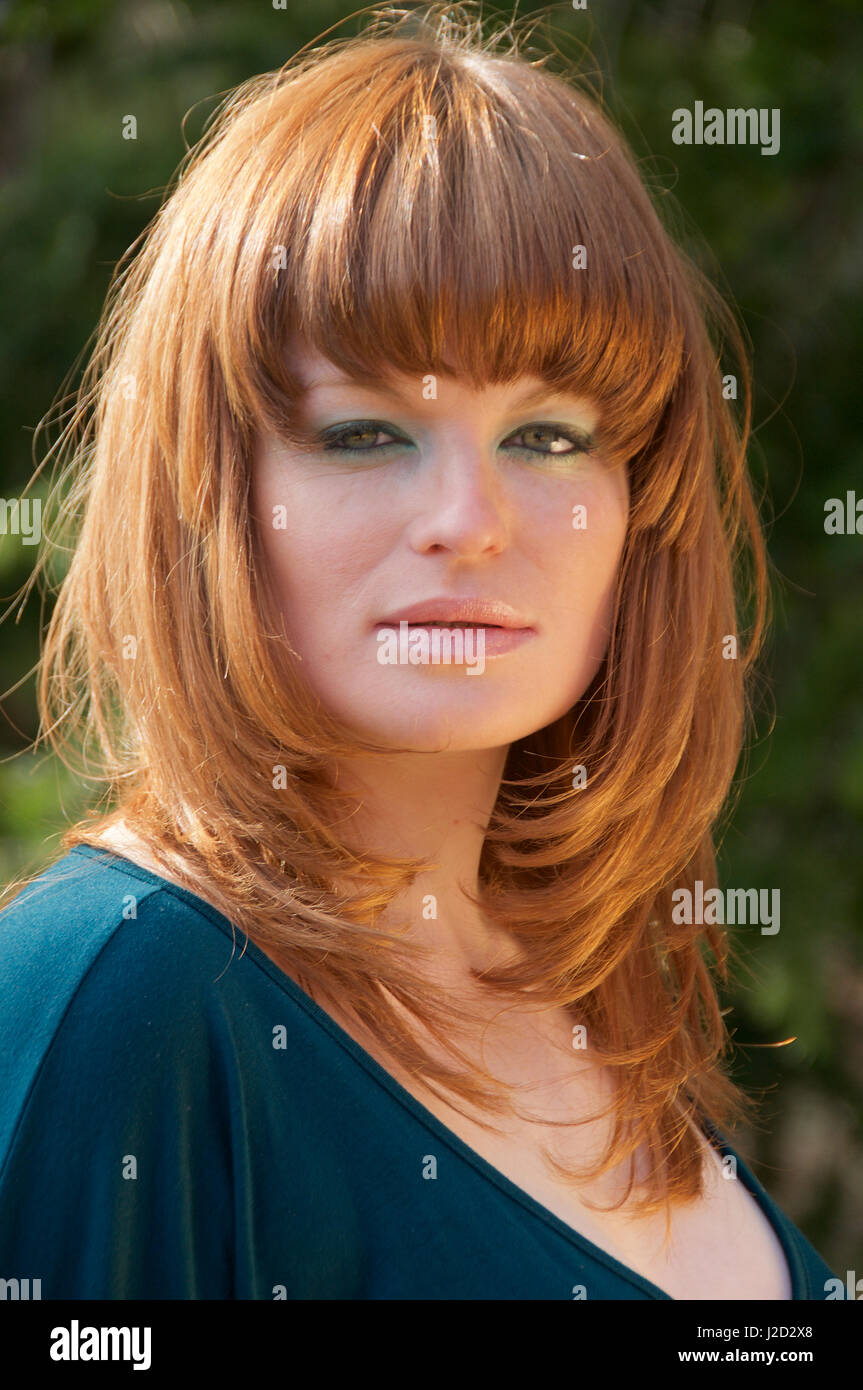Beautiful ginger haired girl in The New Forest Stock Photo Alamy