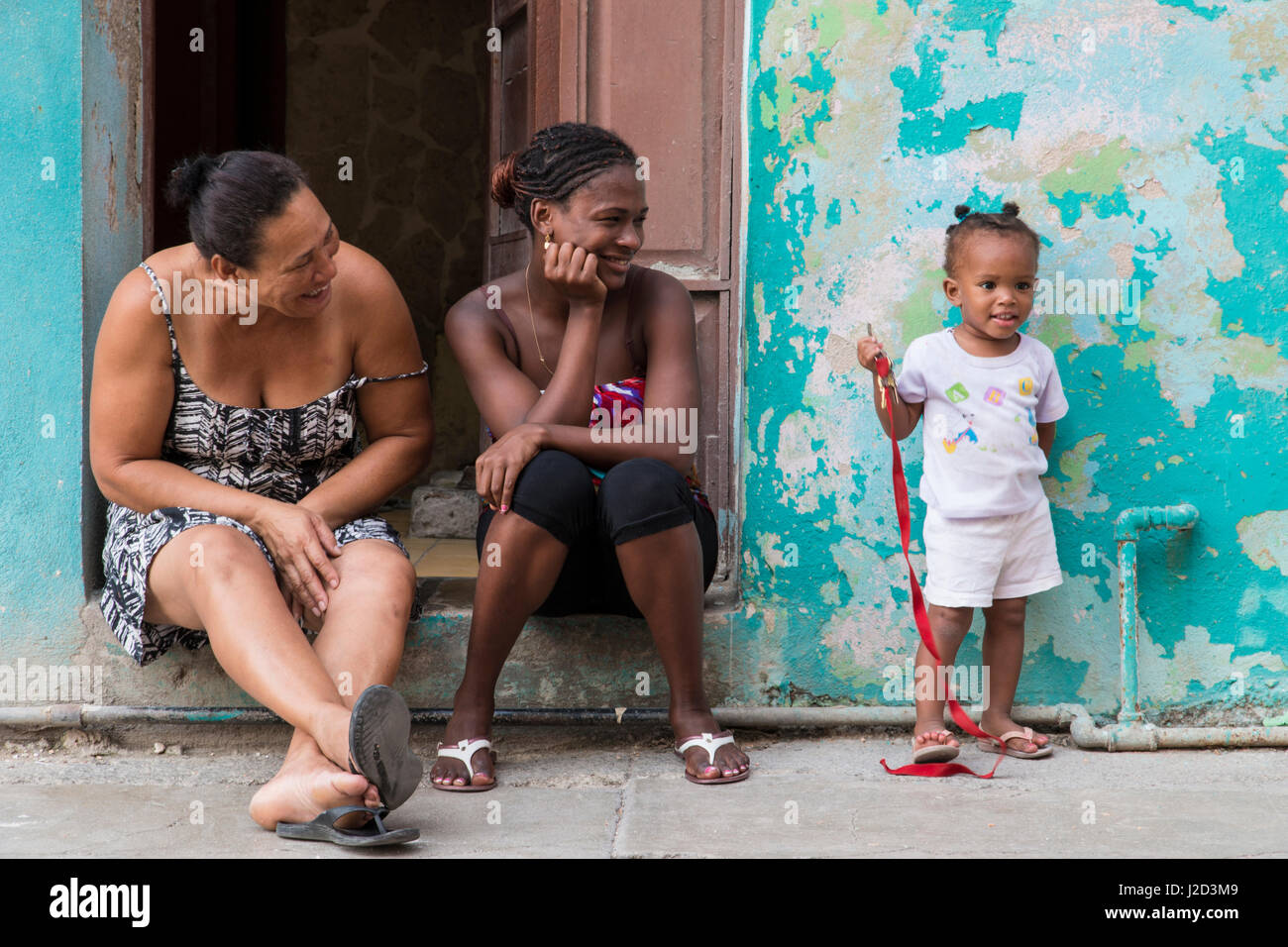 Caribbean, Cuba, Vieja Havana's street scenes and neighborhood. (Editorial Use Only) Stock Photo