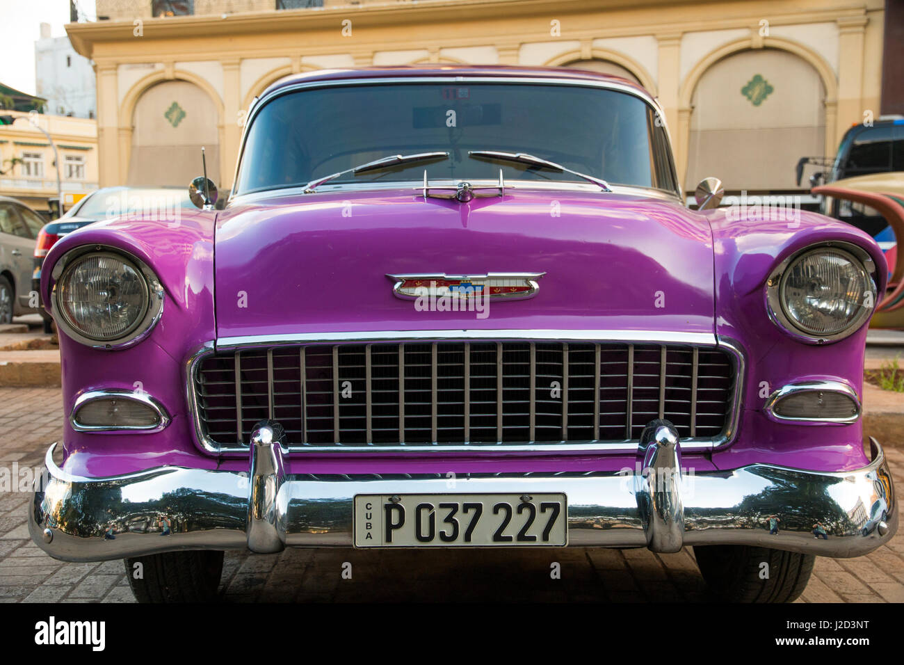 Caribbean, Cuba, Havana. 1955 Chevrolet Bel Air. Collectible, vintage cars  along Havana's old city center. (Editorial Use Only Stock Photo - Alamy, image size:1300x956
