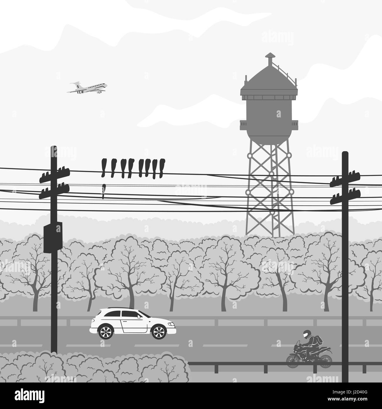 Country Road Vector Illustration Stock Vector Image & Art - Alamy