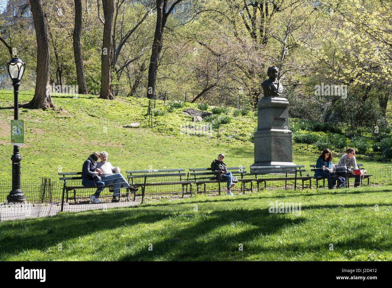 Thomas Moore Statue, Central Park in Springtime, New York City, USA ...