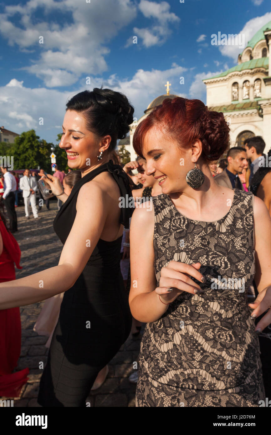 Bulgaria, Sofia, Ploshtad Alexander Nevski Square, Bulgarian students ...