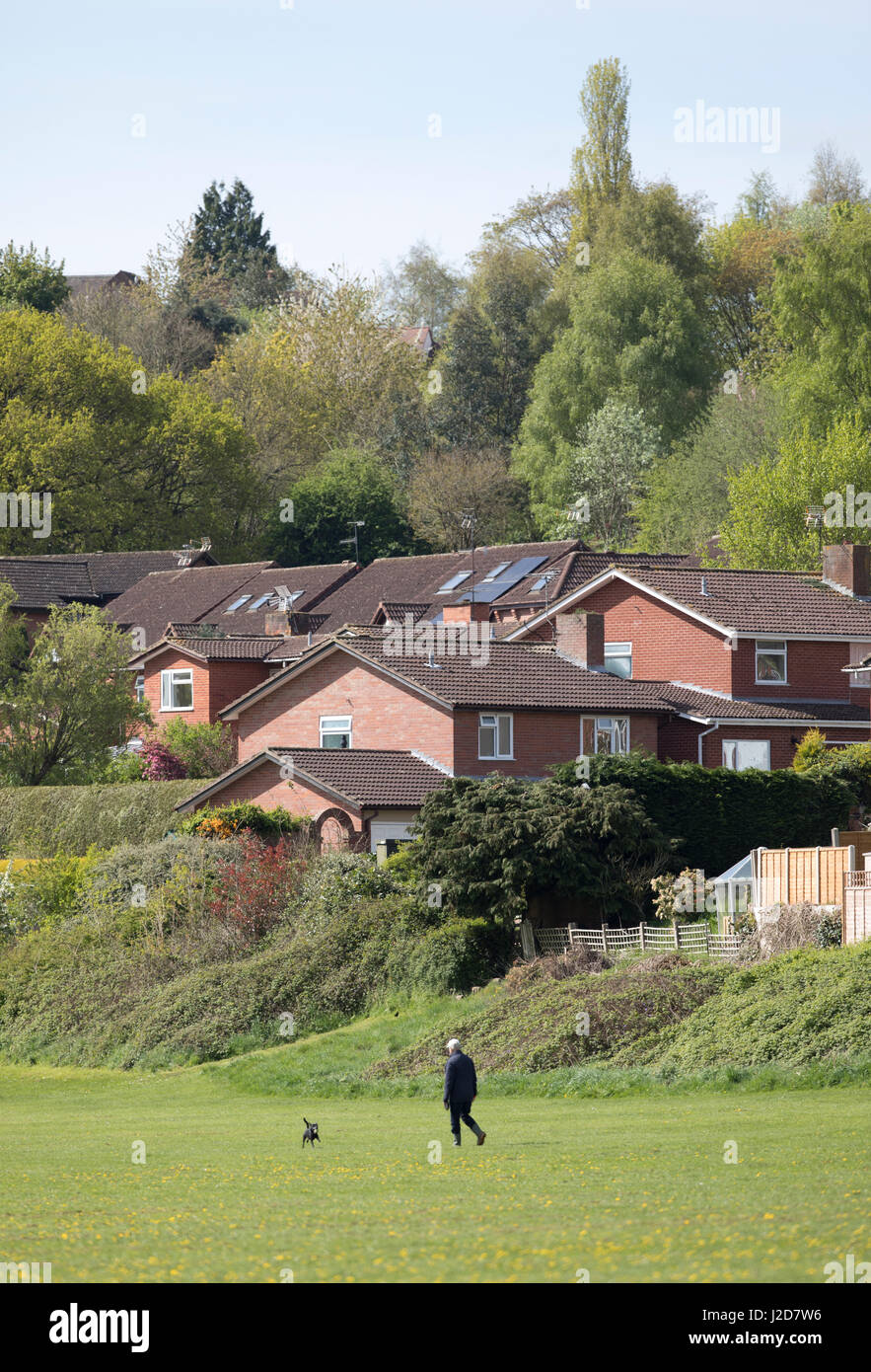 Friars Playing Field looking towards Bramble Ridge,Bridgnorth, Shropshire, England Stock Photo