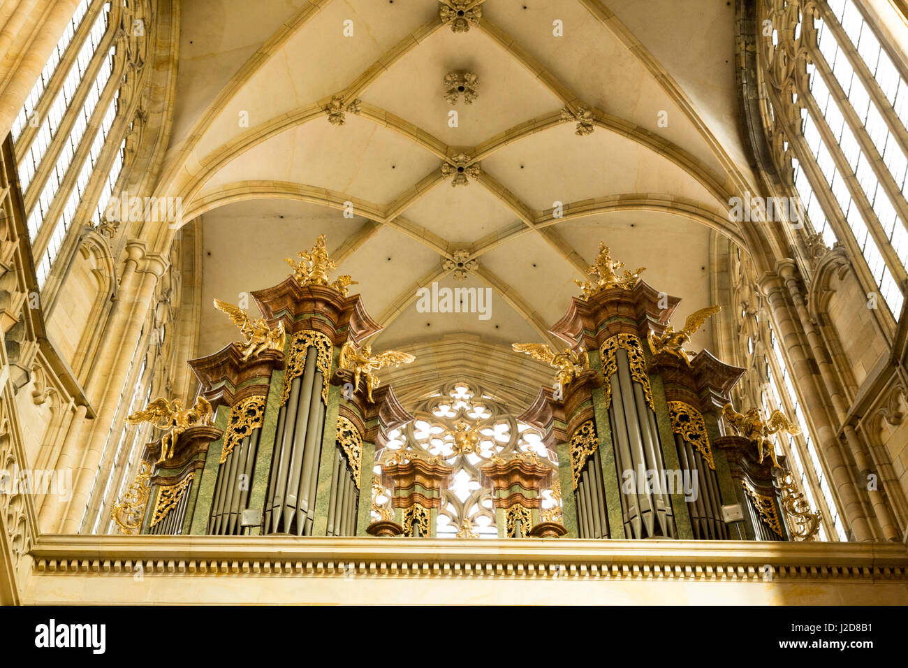 Czech Republic Prague Organ And Ceiling Of St Vitus Cathedral