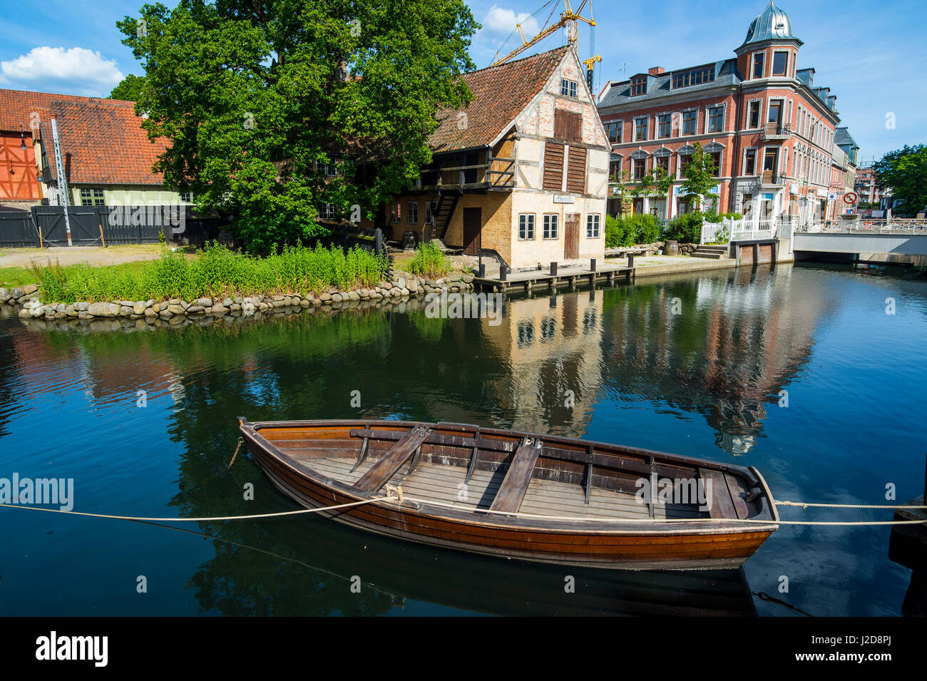 Little pond in the Old Town, Den Gamle By, open air museum in Aarhus, Denmark Stock Photo