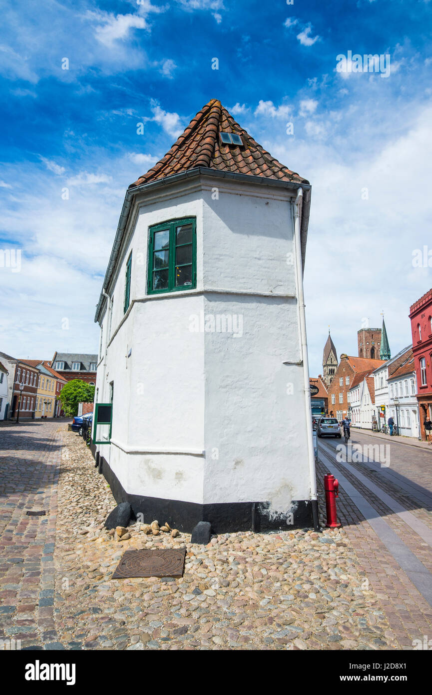 Little cornered house in Ribe, Denmark's oldest surviving city, Jutland, Denmark Stock Photo