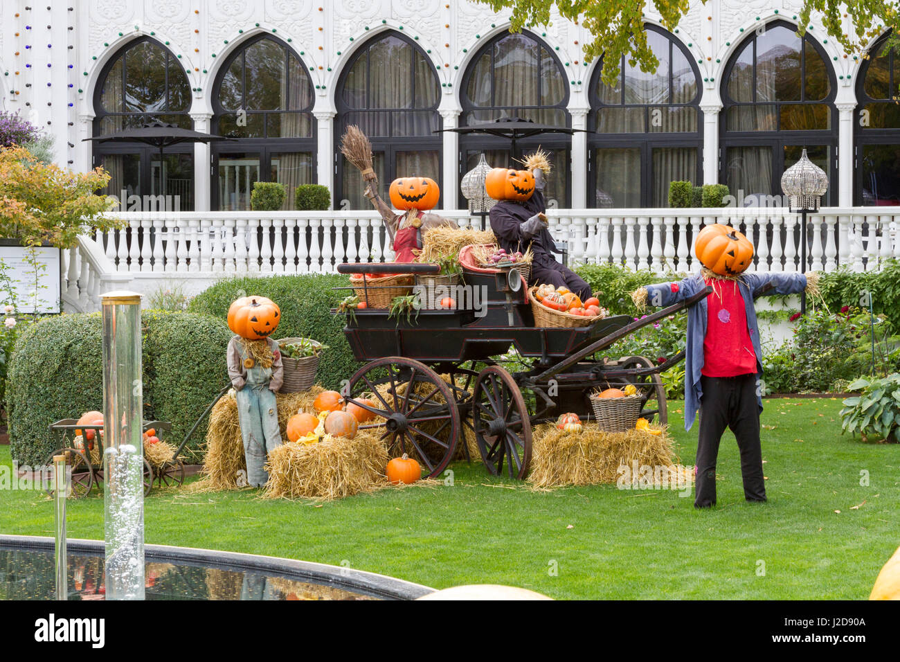 Pumpkin Figures With Cart Tivoli Gardens Halloween Decorations