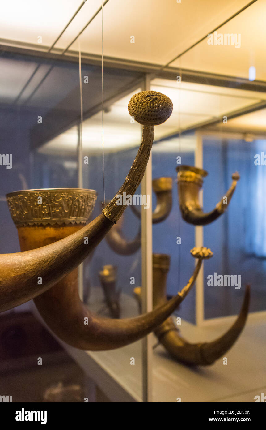 Denmark, Zealand, Copenhagen, National Museum, Danish drinking horns, c