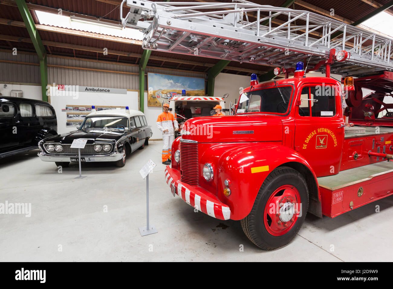 Denmark Fire Engine Denmark, Funen, Egeskov, exhibit of classic cars and aircraft, Danish ...