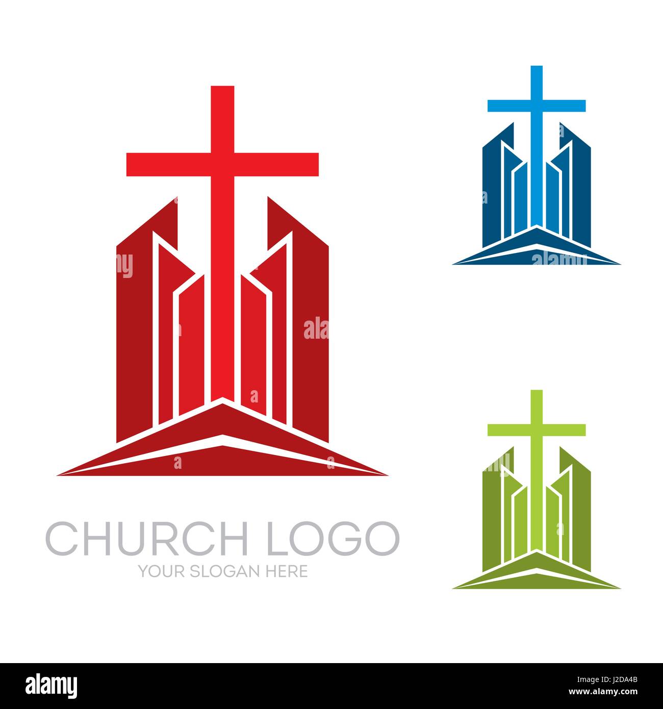 Church logo. Christian symbols. Stylish cross of Jesus Christ among ...