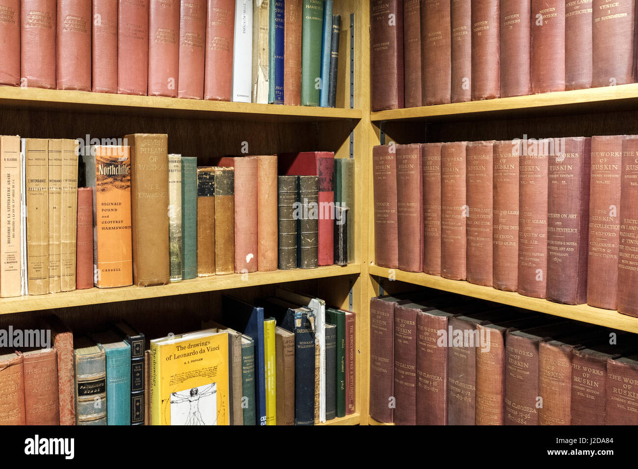 Old and first edition books on bookshelves,London,England Stock Photo