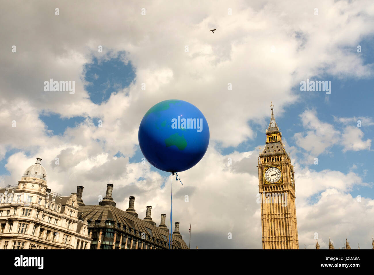 Globe shaped balloon over Westminster,London,England Stock Photo