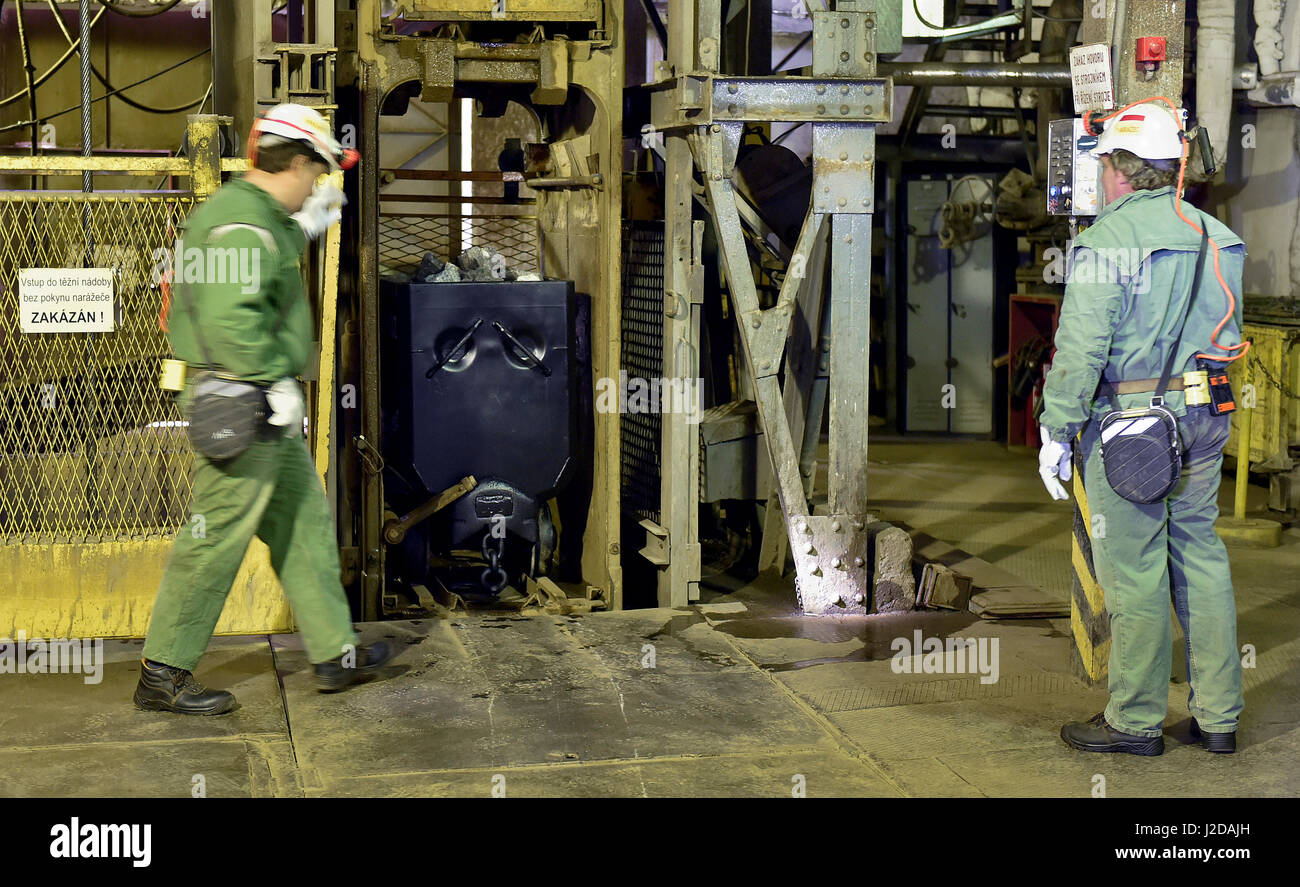 Event to mark the last uranium ore shipment from Rozna I mine, the Central Europe's last uranium mine, Dolni Rozinka, Czech Republic, on Friday, April 27, 2017. (CTK Photo/Lubos Pavlicek) Stock Photo