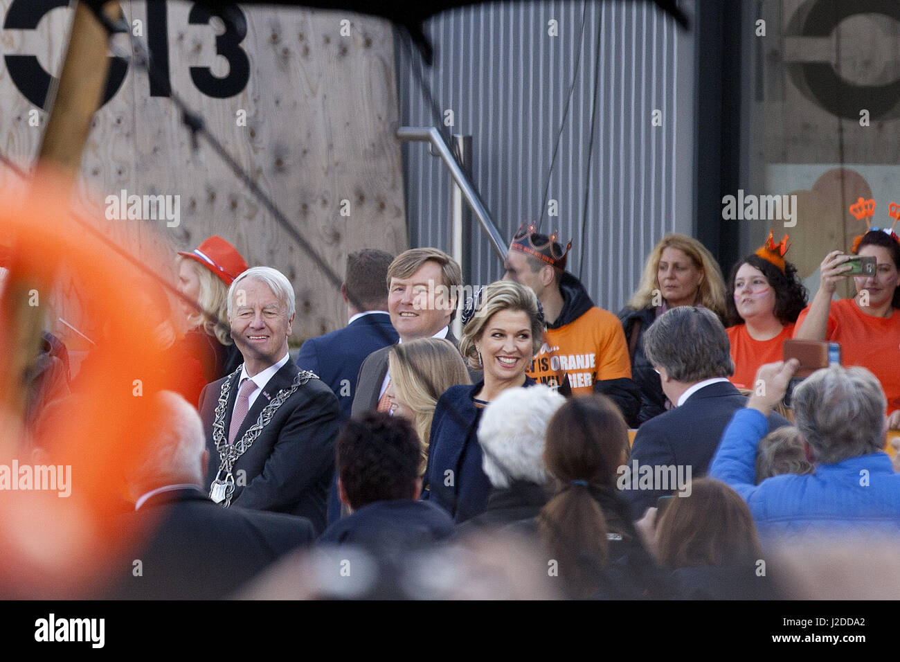 April 27, 2017 - Tilburg, Noord-Brabant, Netherlands - Tilburg, the Netherlands. Kingsday 2017 in Holland . The royal family celebrates the 50th anniversary of King Willem-Alexander today in Tilburg. Present are: King Willem-Alexander, Queen MÃ¡xima and their three daughters Amalia, Ariane and Alexia. There are also Prince Constantijn, Prince Laurentien, Prince Maurits, Princess Marilene, Prince Bernard, Princess Annette, Prince Pieter-Kristiaan, Princess Anita, Prince Floris and Princess Aimée. Credit: Paulien Van De Loo/ZUMA Wire/Alamy Live News Stock Photo