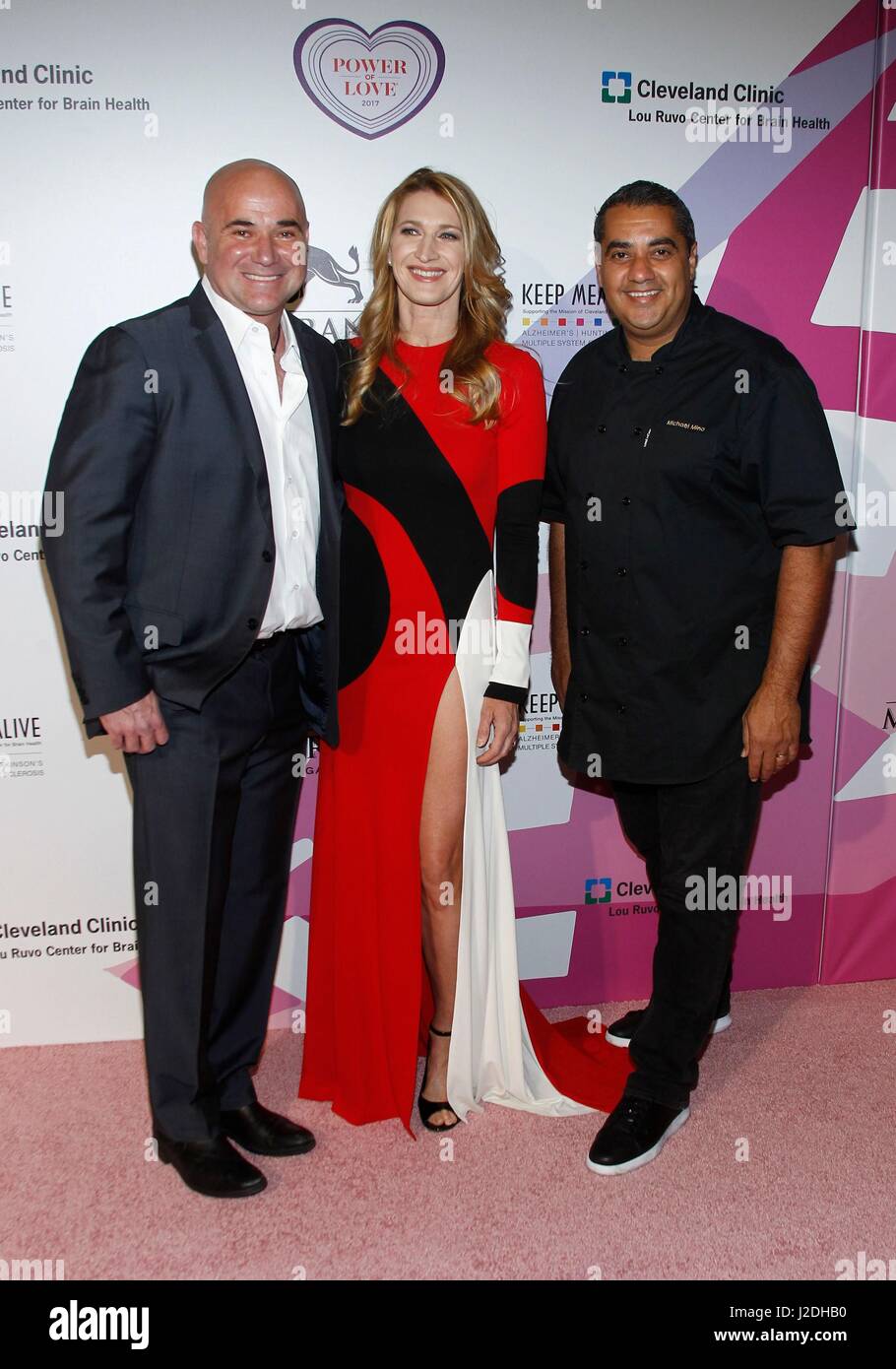 Las Vegas, NV, USA. 27th Apr, 2017. Andre Agassi, Steffi Graf, Chef Michael  Mina at arrivals for Keep Memory Alive 21st Annual Power Of Love Gala, MGM  Grand Garden Arena, Las Vegas,