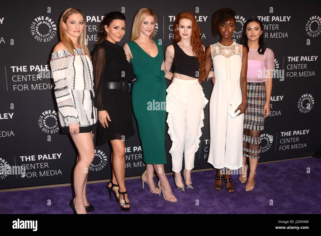 Beverly Hills, CA. 27th Apr, 2017. Madchen Amick, Marisol Nichols, Lili Reinhart, Madelaine Petsch, Ashleigh Murray, Camila Mendes at arrivals for The CW's RIVERDALE Screening and Conversation, The Paley Center for Media, Beverly Hills, CA April 27, 2017. Credit: Priscilla Grant/Everett Collection/Alamy Live News Stock Photo