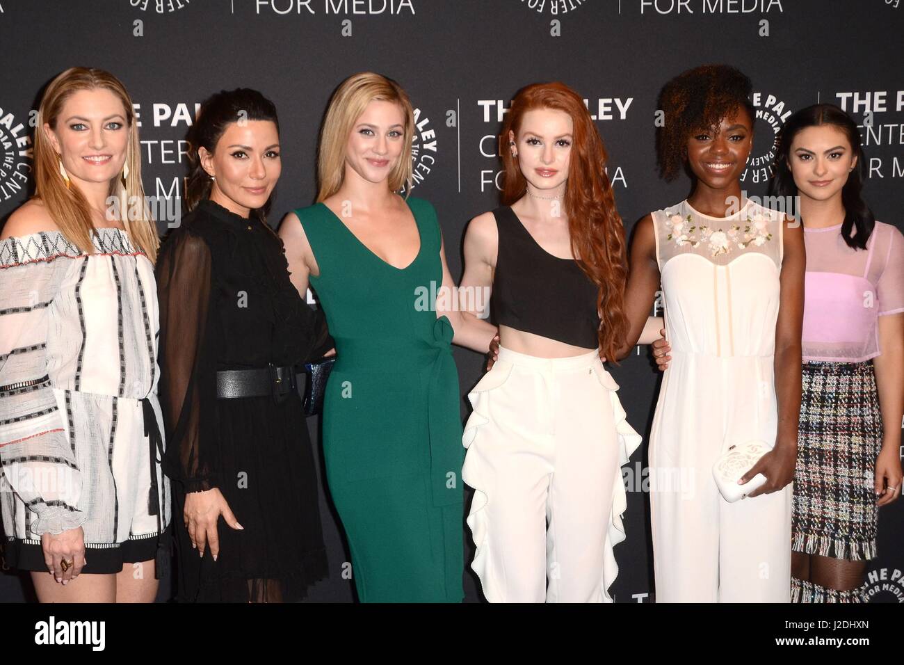 Beverly Hills, CA. 27th Apr, 2017. Madchen Amick, Marisol Nichols, Lili Reinhart, Madelaine Petsch, Ashleigh Murray, Camila Mendes at arrivals for The CW's RIVERDALE Screening and Conversation, The Paley Center for Media, Beverly Hills, CA April 27, 2017. Credit: Priscilla Grant/Everett Collection/Alamy Live News Stock Photo