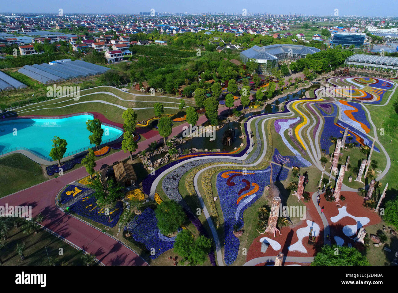 Nantong, China. 27th Apr, 2017. Aerial photography of Nantong Green