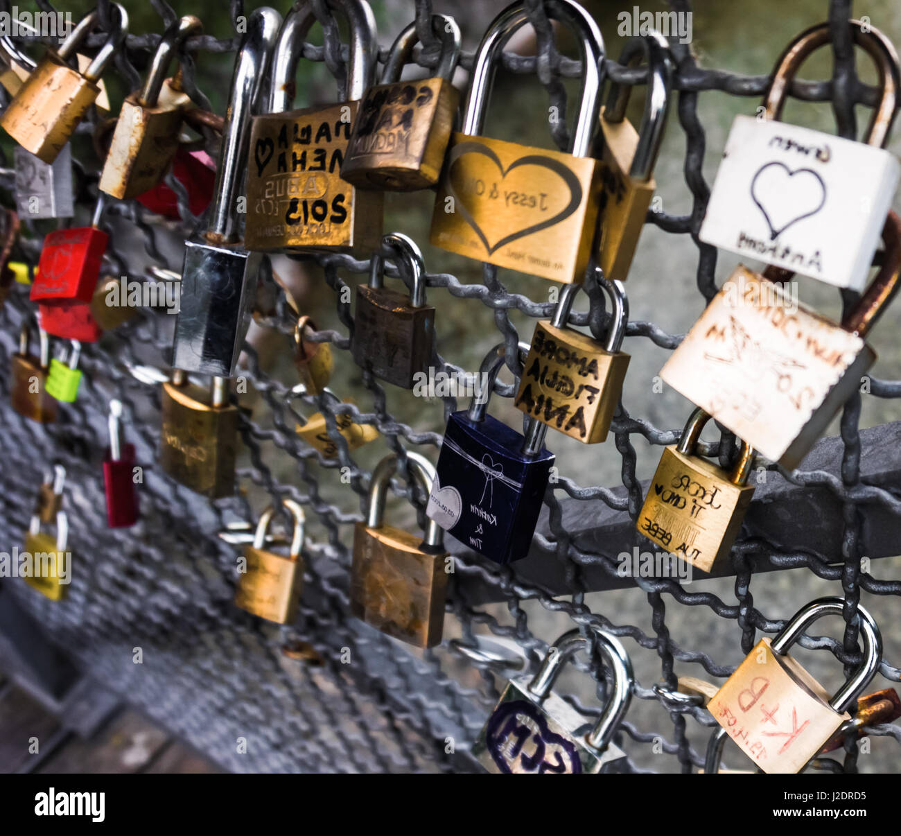 lockers at the bridge Stock Photo Alamy