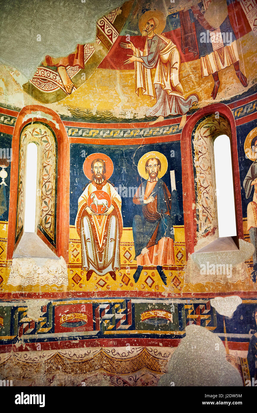 The Romanesque Apse of Bugal. Late XI - XII century, fresco transplanted to canvas from the Churches of the old St. Peter's Monastery Burgal, MNAC Stock Photo