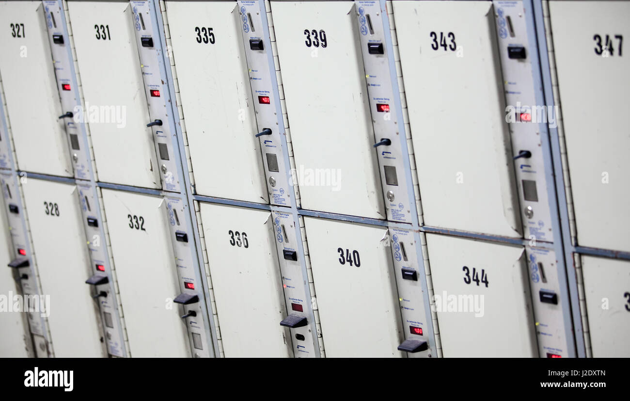 Lockers in a locker room. lockers at a railway station Stock