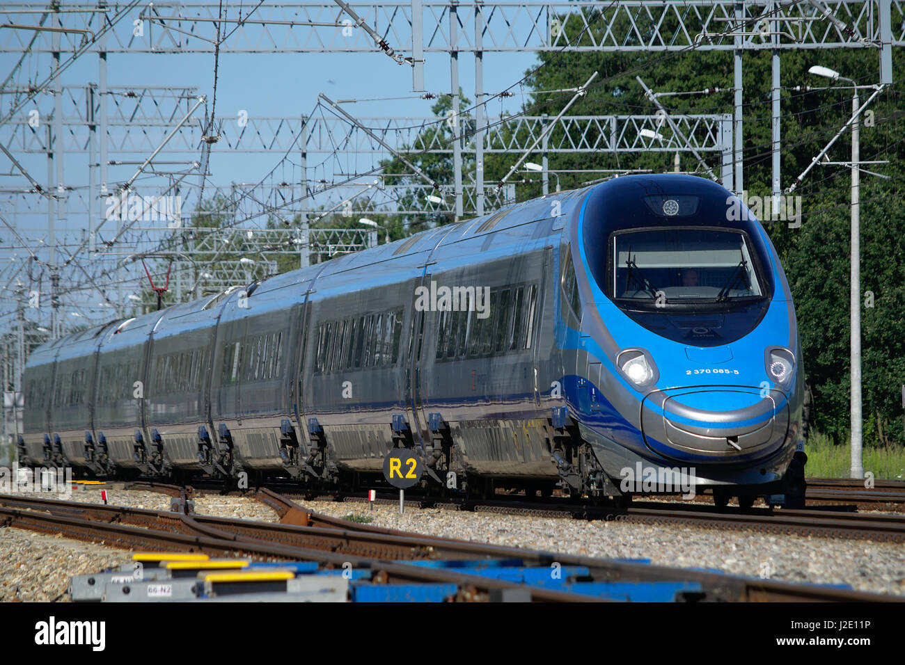 POLAND - July 21, 2016: ETR610 Pendolino fast train operated by PKP Intercity. Stock Photo