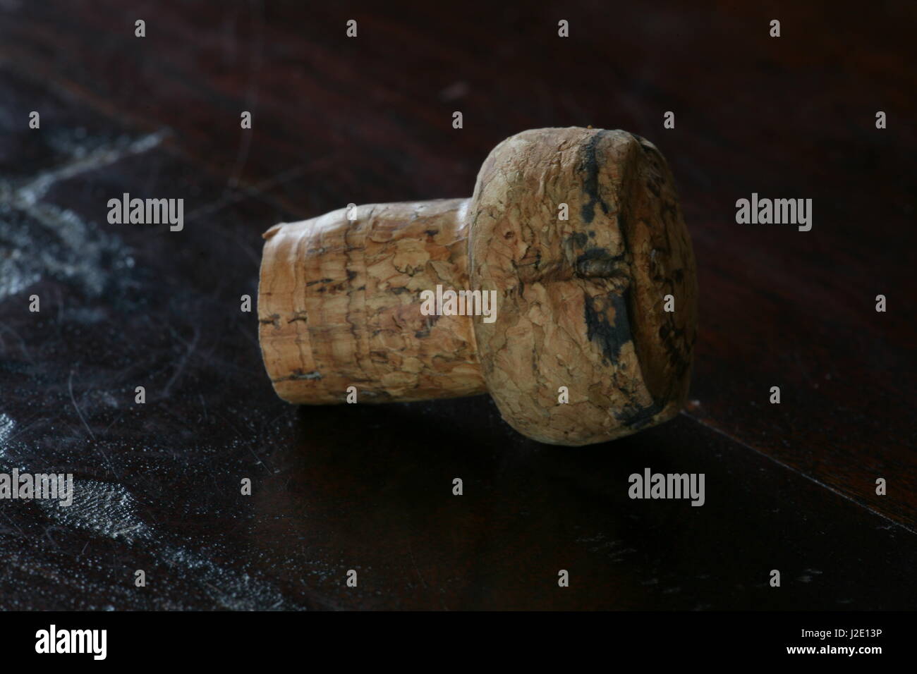 cork on wooden table Stock Photo Alamy