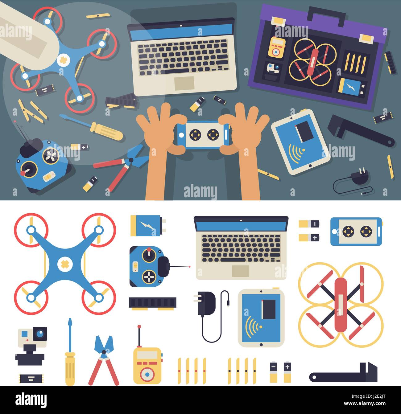 Drone delivery flat vector Stock Vector Image & Art - Alamy