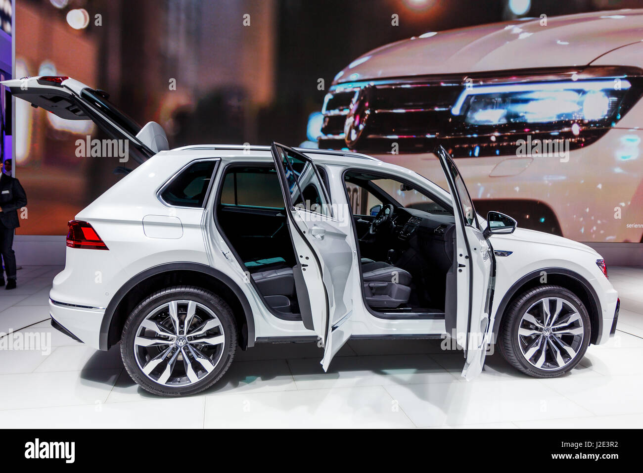 FRANKFURT, GERMANY - SEPTEMBER 23, 2015: Volkswagen Tiguan R-Line presented on the 66th International Motor Show Stock Photo