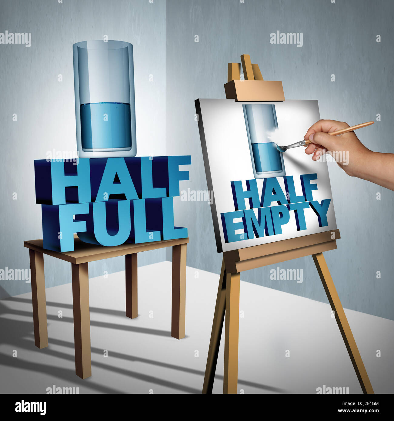 Negative thinking and pessimist view and gloomy interpretation as a