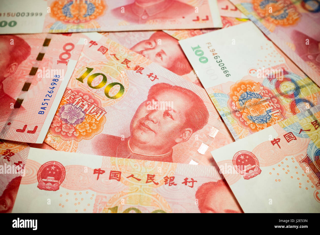 Chinese Yuan Note (rmb or renminbi) background textured Stock Photo