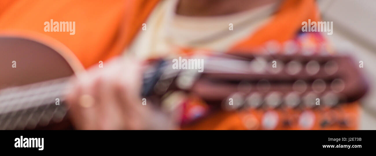 Playing and strumming beautiful electric lute guitar (Oud) close up Stock Photo Alamy