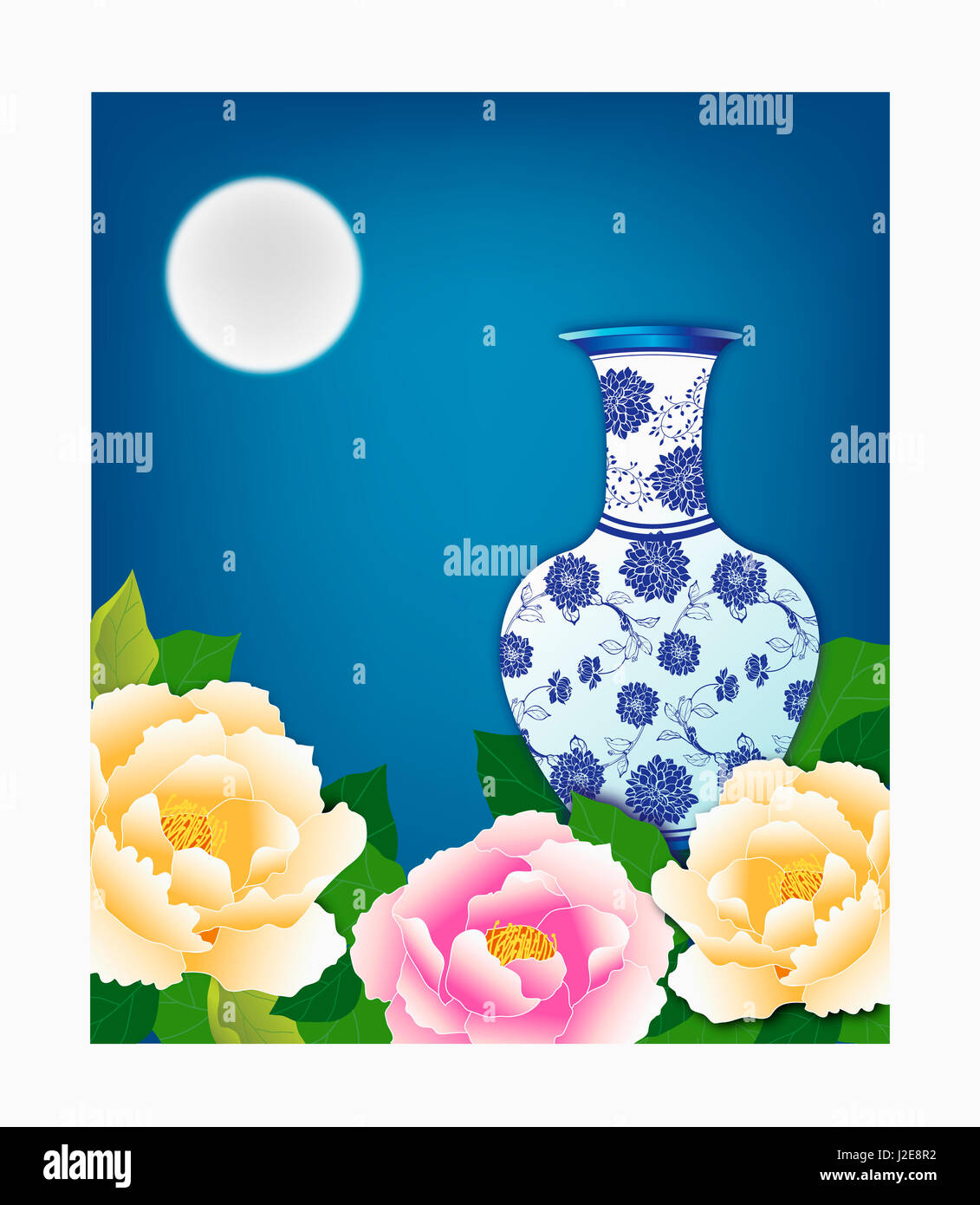 Chinese ceramic and flowers Stock Photo - Alamy