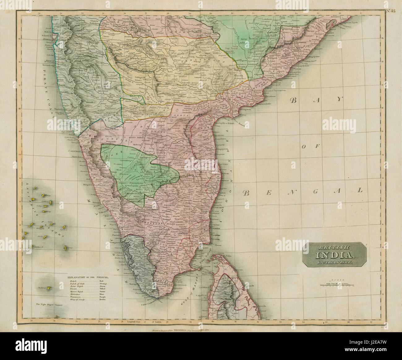 'British India, southern part'. Malabar & Coromandel coasts. THOMSON 1817 map Stock Photo