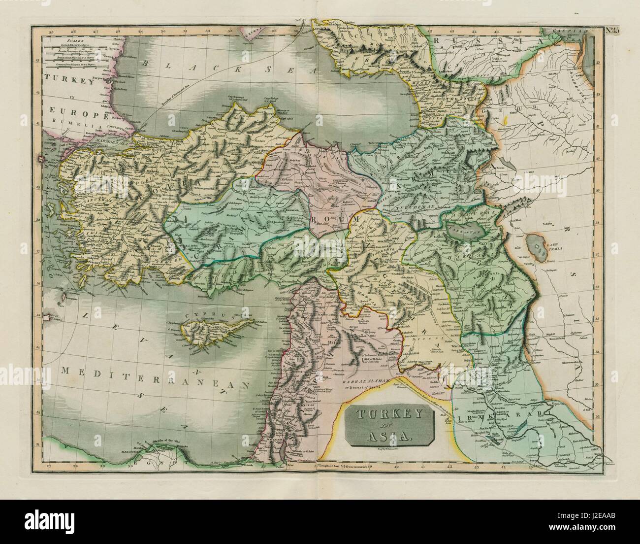 'Turkey in Asia'. Anatolia Levant Kurdistan Armenia Cyprus. THOMSON 1817 map Stock Photo