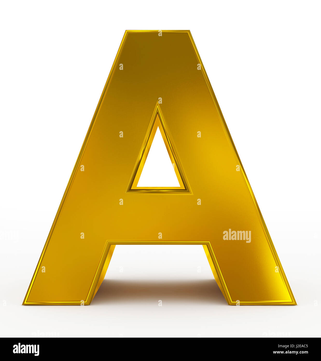 letter A 3d golden isolated on white - 3d rendering Stock Photo
