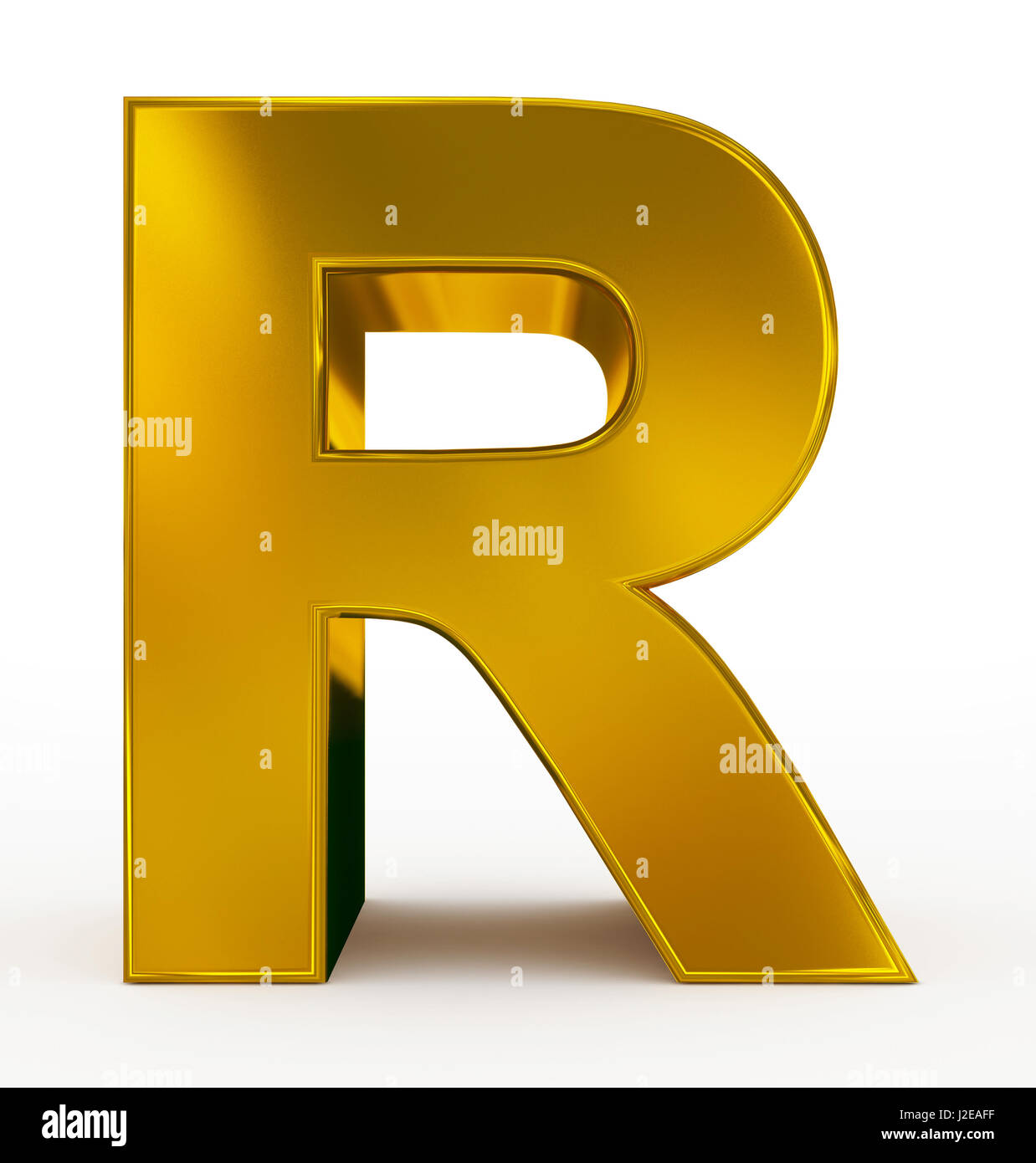 letter R 3d golden isolated on white - 3d rendering Stock Photo - Alamy