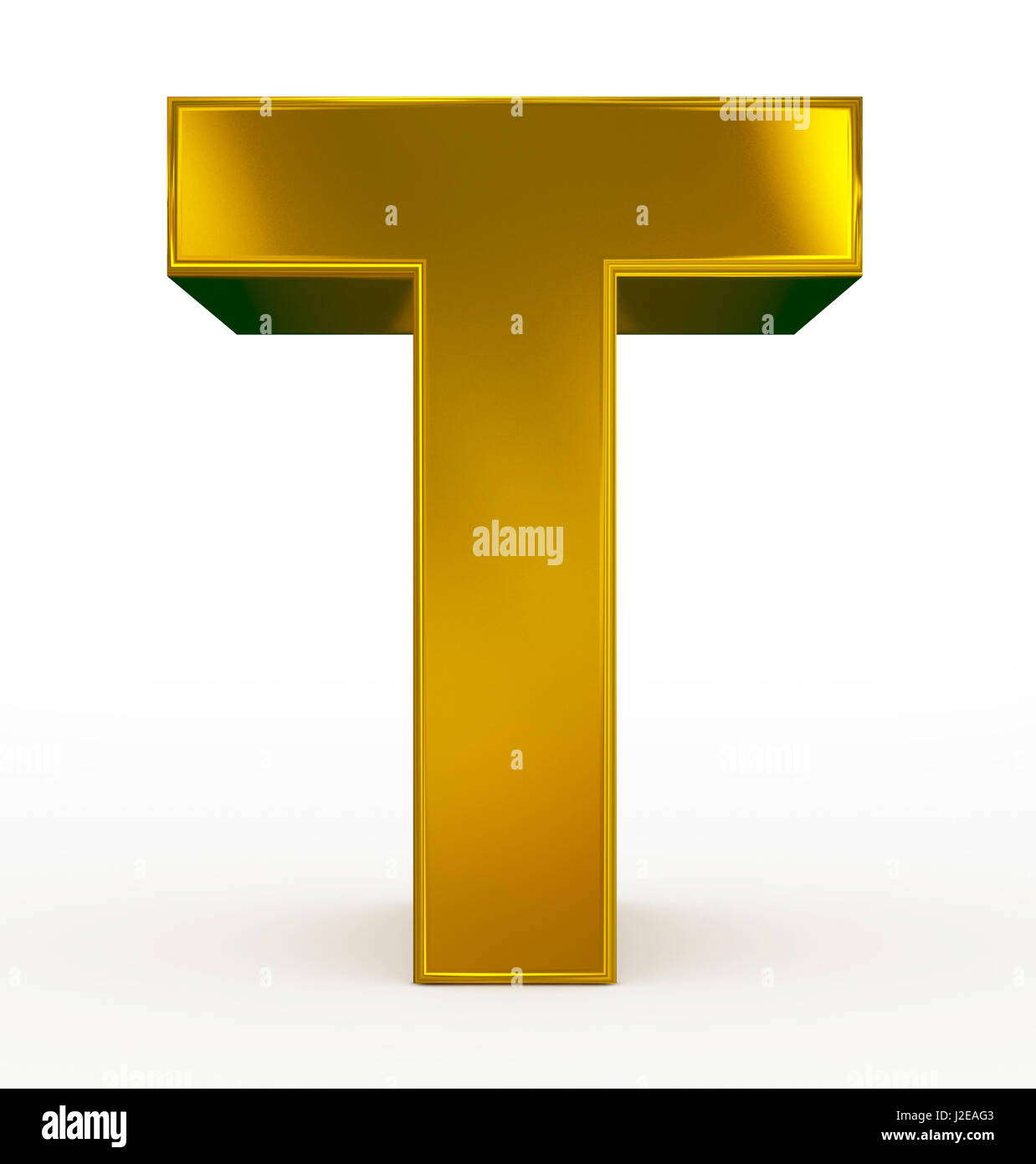 letter T 3d golden isolated on white - 3d rendering Stock Photo - Alamy