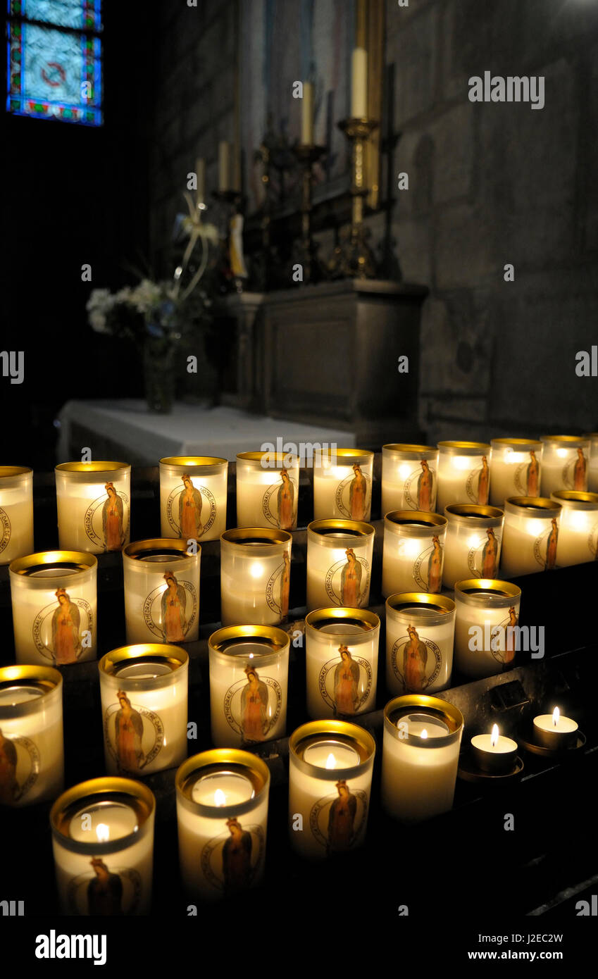 France, Paris. Votive Candles, Notre Dame Cathedral Stock Photo Alamy