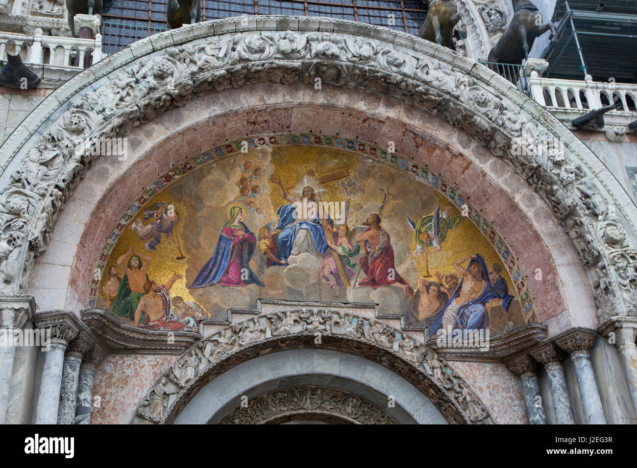 Mosaic artwork on the outside of St. Mark's Cathedral Stock Photo