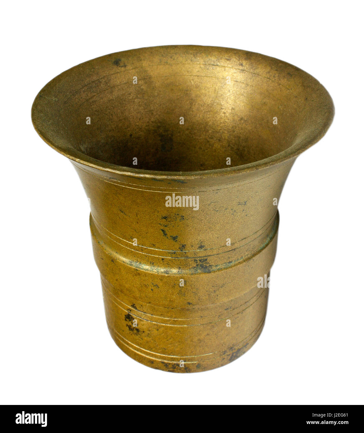 Bronze mortar isolated on white Stock Photo - Alamy