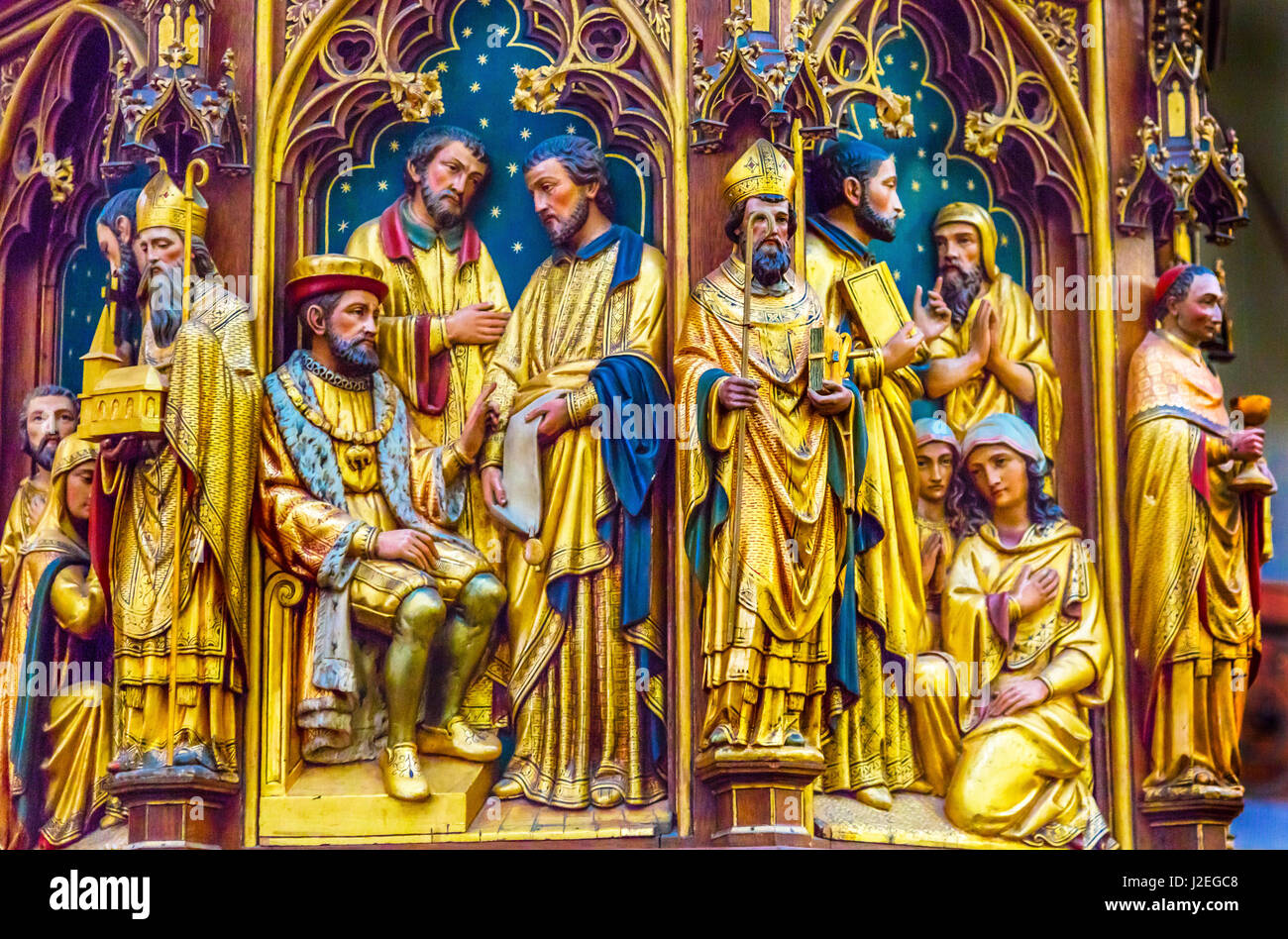 Altar Wooden Church Figures Kings, De Krijtberg Church