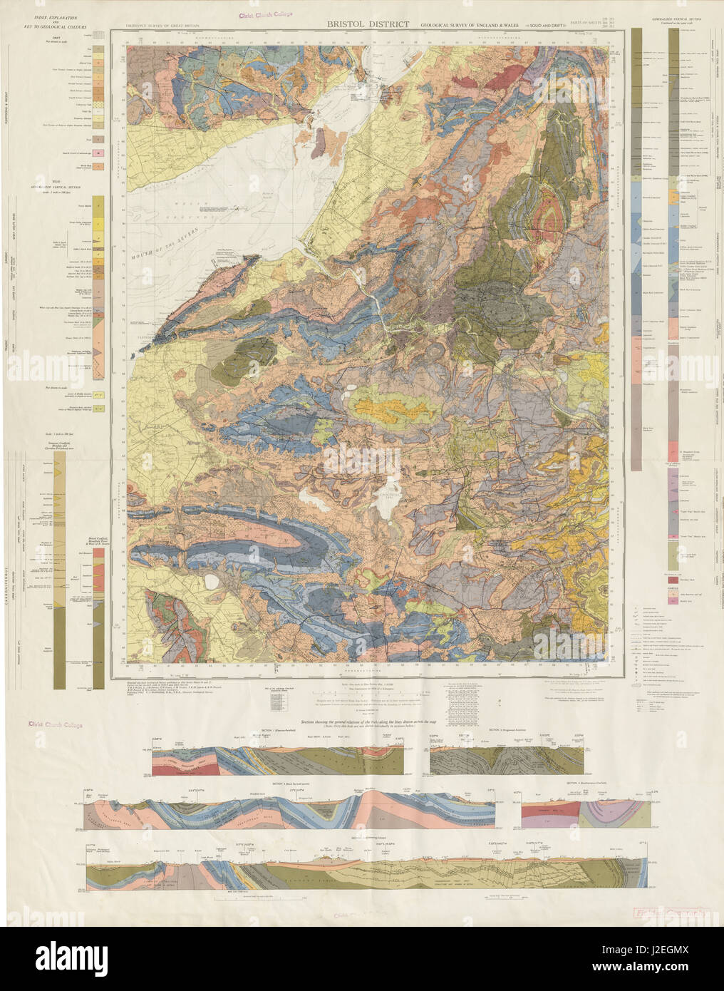 Bristol district geological survey Somerset Mendip Hills Severn Estuary 1962 map Stock Photo - Alamy