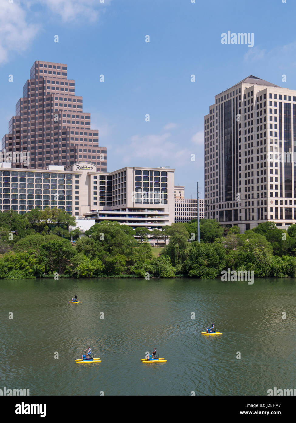 Kayaks on Lady Bird Lake, downtown Austin, Texas Stock Photo Alamy