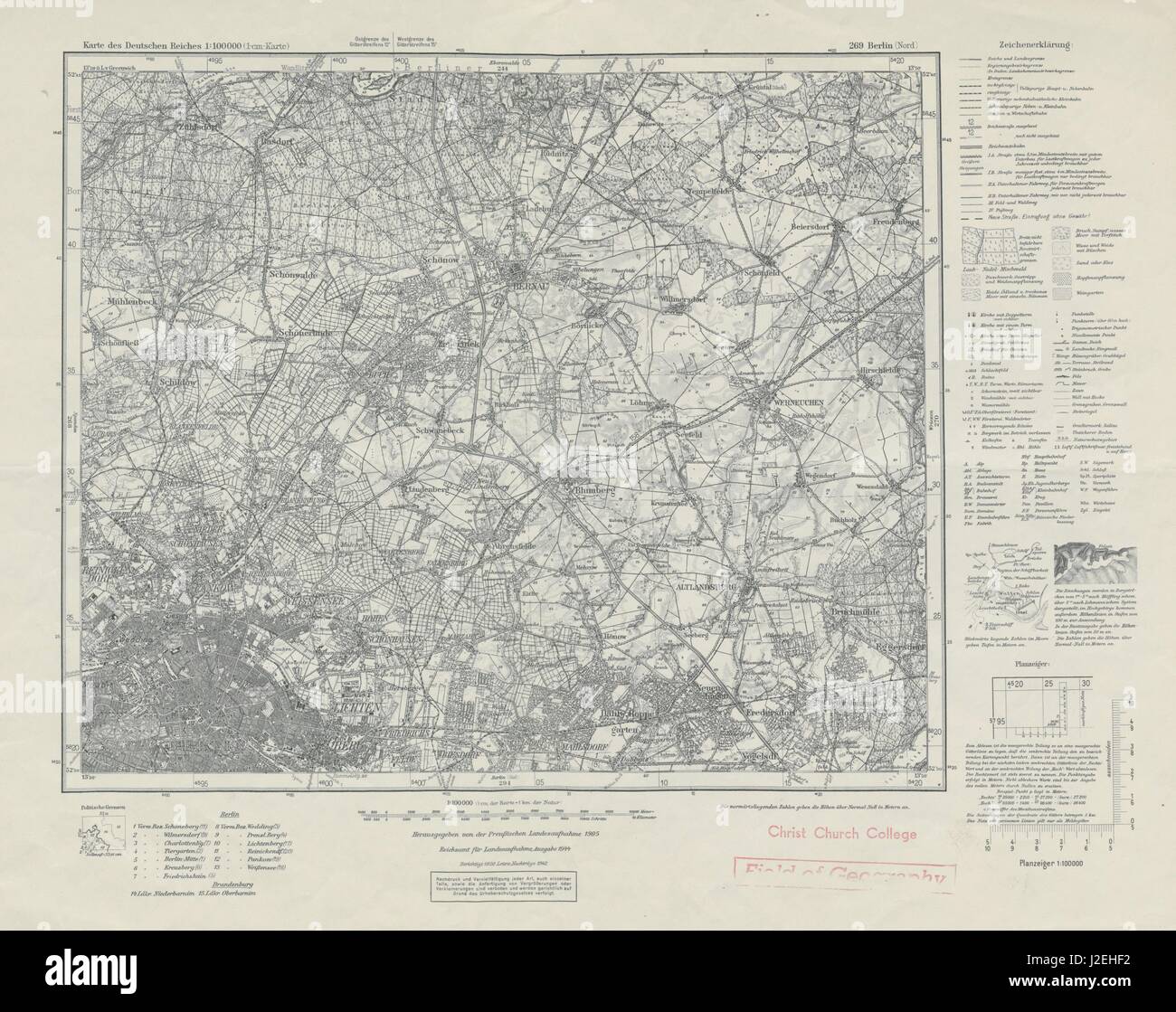 WW2 Nazi map NE Berlin Sheet 269 Berlin (Nord). Niederbarnim Oberbarnim 1944 Stock Photo