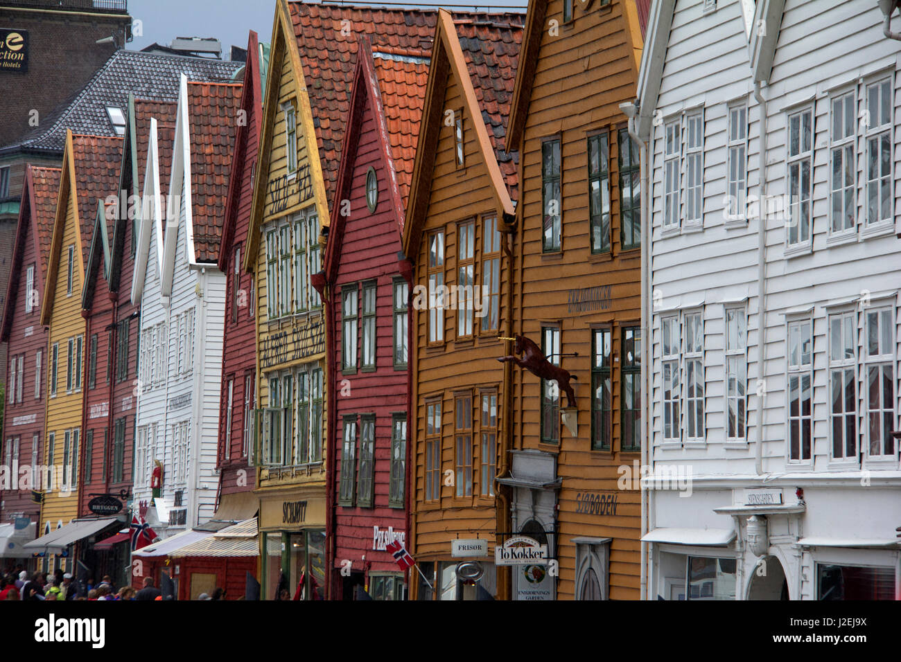 Norway, Bergen. Warehouse architecture of Bryggen, a UNESCO World ...