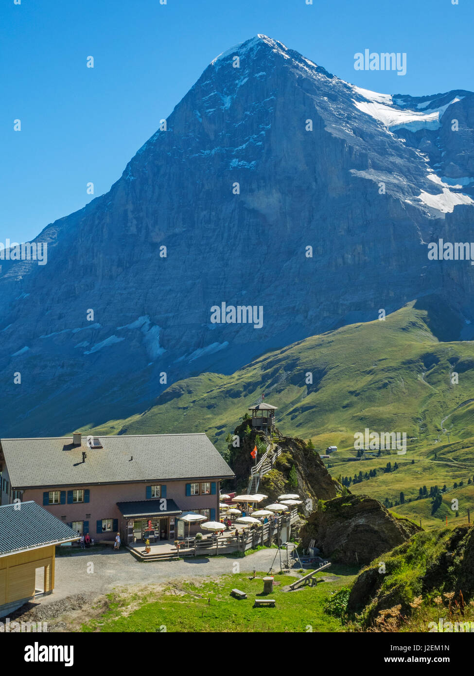 Switzerland, Bern Canton, Kleine Scheidegg, Eiger, North Face Stock Photo