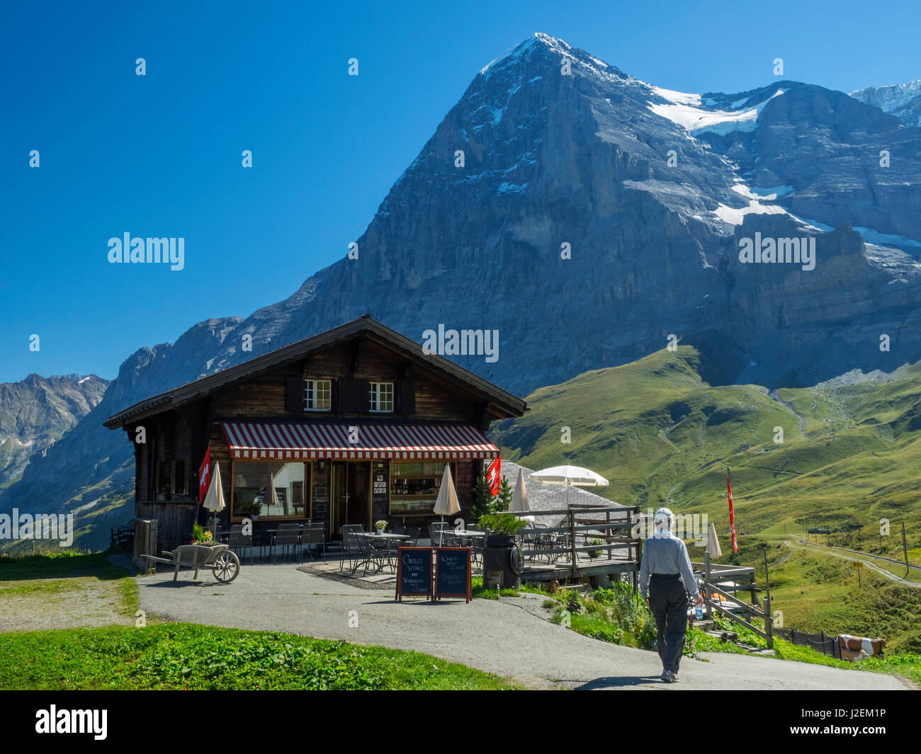 Switzerland, Bern Canton, Kleine Scheidegg, Eiger, North Face, and  Restaurant EigerNorwand (MR Stock Photo - Alamy